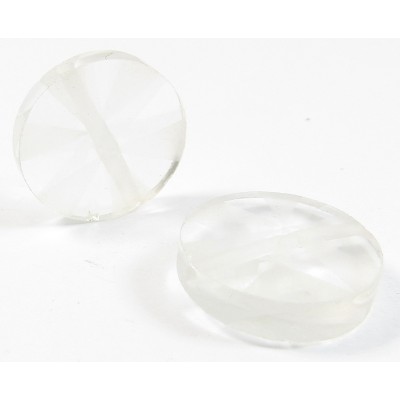 1 Rock Crystal Faceted Part-Frosted Disc Bead
