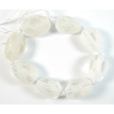 1 Short Strand Etched Asteroid Window Cut Rock Crystal Pebble Nugget Beads