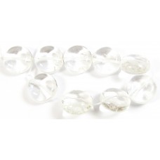 1 Short Strand Clear Rock Crystal 15mm Lentil Coin Disc Beads
