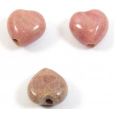 10 Rhodonite Puffed Heart Beads