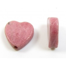 Pair Rhodonite 11mm Heart Beads