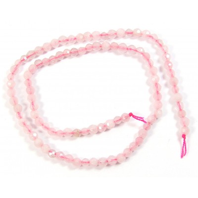 1 Strand Rose Quartz 4mm Faceted Round Beads