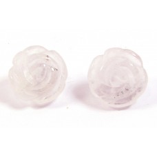 1 Rose Quartz Carved Flower Bead