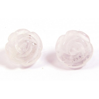 1 Rose Quartz Carved Flower Bead