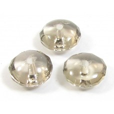 2 Smoky Quartz Fancy Cut Rondelle Beads