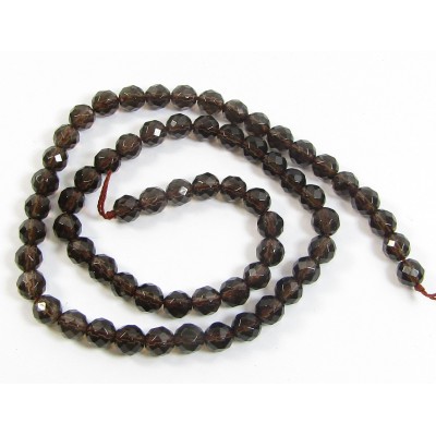 1 Strand Smoky Quartz Faceted 6mm Round Beads