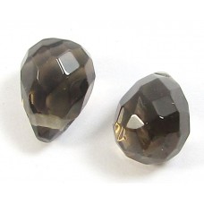 1 Smoky Quartz Faceted Drop/Briolette Bead
