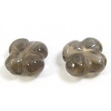 10 Smoky Quartz Four Petal Flower Beads