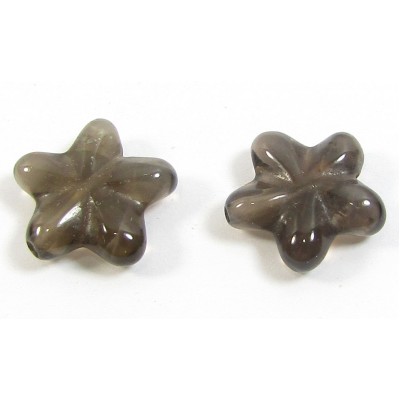 2 Smoky Quartz Star Beads 