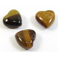 10 6mm Tigers Eye Puffed Heart Beads