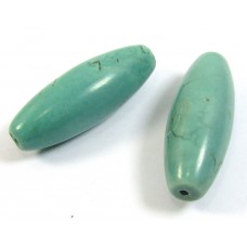 2 Stabilised Turquoise Long Barrel Beads