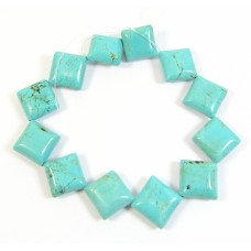 1 Short Strand Stabilised Turquoise Puffed Diamond Shaped Beads