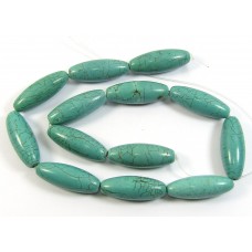 1 Strand Stabilised Turquoise Long Barrel Beads