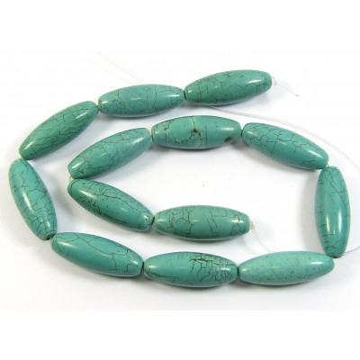 1 Strand Stabilised Turquoise Long Barrel Beads