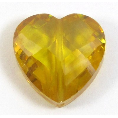 1 Zircon Heart Bead - Gold
