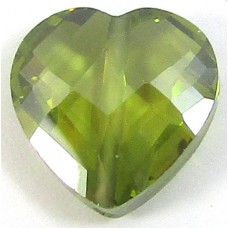 1 Zircon Heart Bead - Olivine