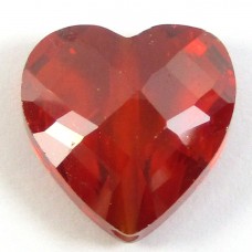 1 Zircon Heart Bead - Burnt Red