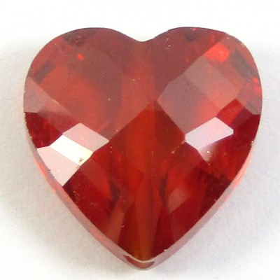 1 Zircon Heart Bead - Burnt Red