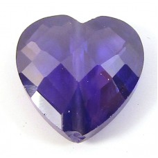 1 Zircon Heart Bead - Purple