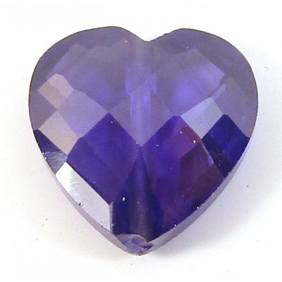 1 Zircon Heart Bead - Purple