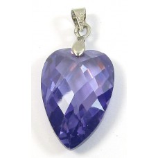 1 Zircon and Sterling Silver Heart Pendant - Mid Purple