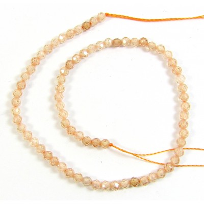 1 Strand Zircon 3mm Micro Faceted Beads Peach