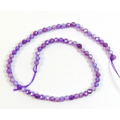 1 Strand Zircon 3mm Micro Faceted Beads Purple