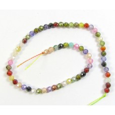 1 Strand Zircon 3mm Micro Faceted Beads Multi Coloured
