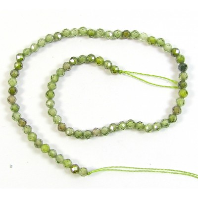 1 Strand Zircon 3mm Micro Faceted Beads Olivine Green