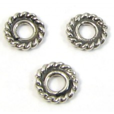 10 Sterling Silver Bali 5x1mm Rope Spacer Beads