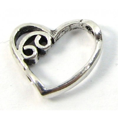 1 Sterling Silver Fancy Heart With Diagonal Beading Hole