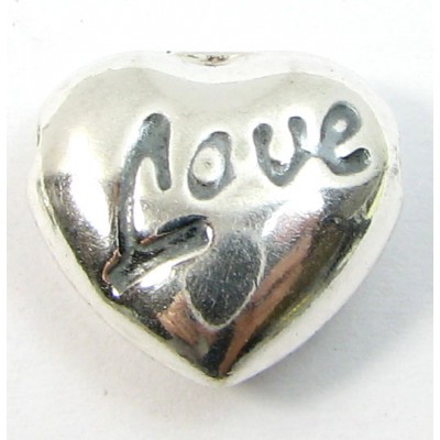 1 Sterling Silver Side to Side Heart Bead Love 1 Sterling Silver Side to Side Heart Bead Love