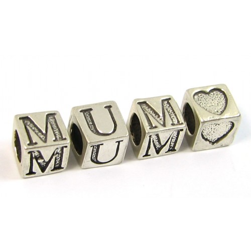 Sterling Silver Alphabet Beads MUM Plus 