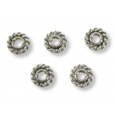 10 Sterling Silver Bali 5x1.1mm Rope Spacer Beads Oxidised 10 Sterling Silver Bali 5x1.1mm Rope Spacer Beads Oxidised