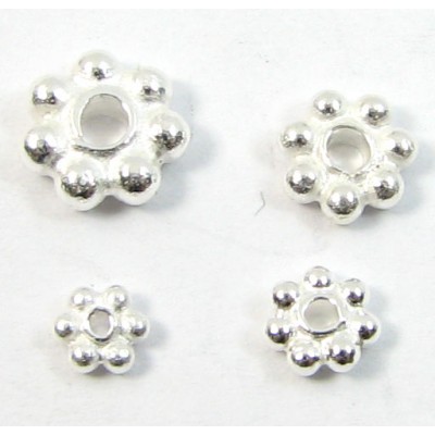 10 Bright Sterling Silver 4.2mm Daisy Spacer Beads