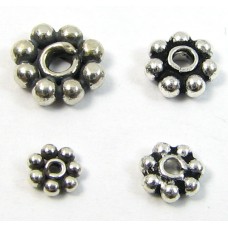 10 Sterling Silver Oxidised 4.2mm Daisy Spacer Beads