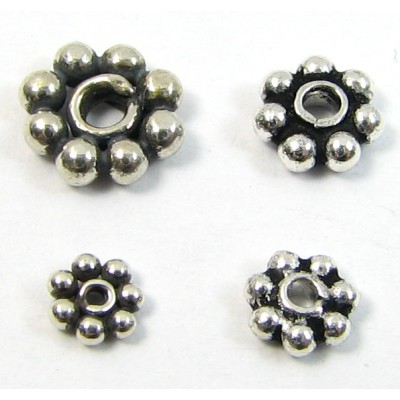 1 Sterling Silver Oxidised 6mm Daisy Spacer Bead