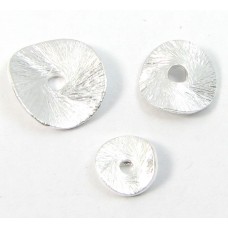 1 Brushed Sterling Silver 10mm Wavy Disc Spacer