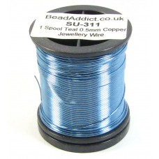 1 Spool Teal 0.5mm Copper Jewellery Wire