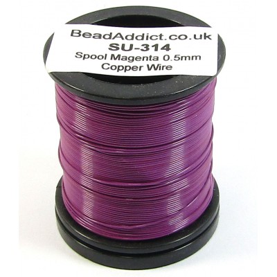 1 Spool Magenta 0.5mm Copper Jewellery Wire