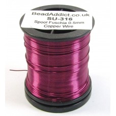 1 Spool Fuchsia 0.5mm Copper Jewellery Wire