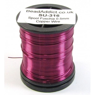 1 Spool Fuchsia 0.5mm Copper Jewellery Wire