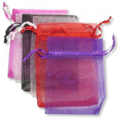 Pack of 6 Small Multi-coloured Organza Jewellery Bags