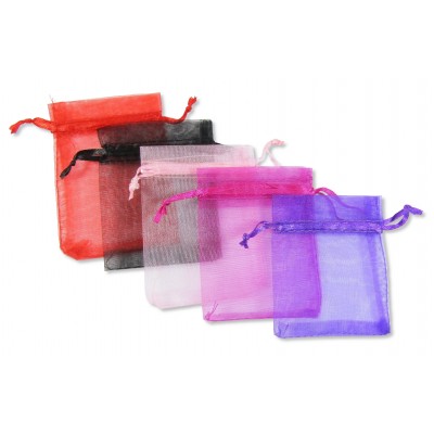 Pack of 4 Small Multi-coloured Organza Jewellery Bags