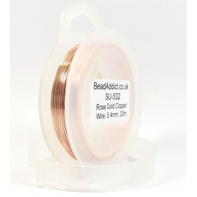 1 Spool Rose Gold Coloured Copper Jewellery Wire, 0.4mm 1 Spool Rose Gold Coloured Copper Jewellery Wire, 0.4mm