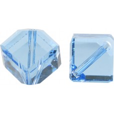 10 Swarovski Crystal 6mm Aquamarine Corner Drilled Cube Beads Article 5600