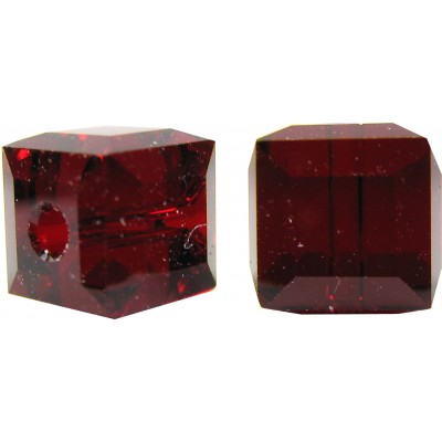 10 Swarovski Crystal Siam Ruby 6mm Cube Beads Article 5601