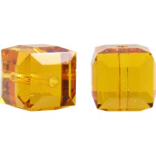 10 Swarovski Crystal Topaz 4mm Cube Beads Article 5601