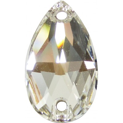 2 Swarovski Crystal Foiled 18x10.5mm Peardrop Shape Flat Back 2 Hole Sew on Stone