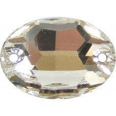 2 Swarovski Crystal Foiled 16x11mm Flat Back 2 Hole Oval Shape Sew on Stone